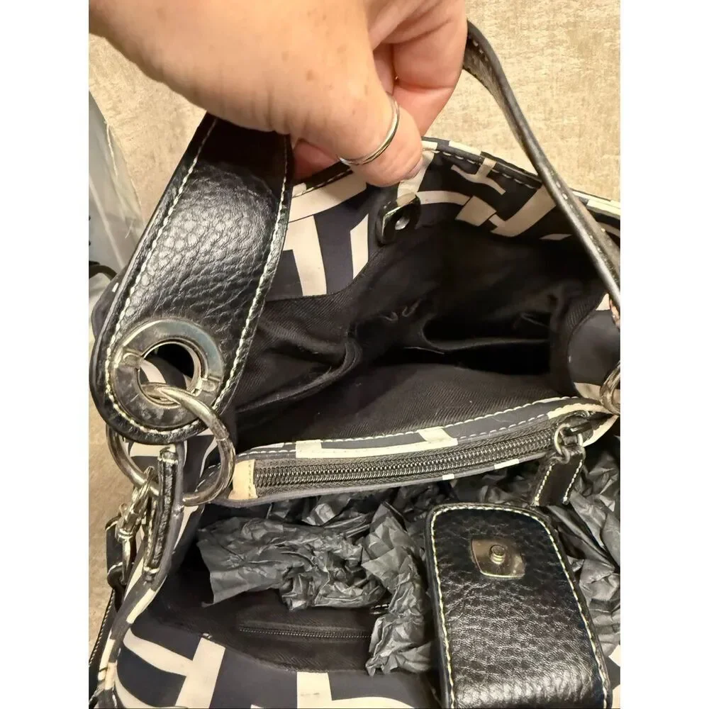 Tommy Hilfiger Women's Monogram Leather Canvas Crossbody Shoulder Bag Multicolor